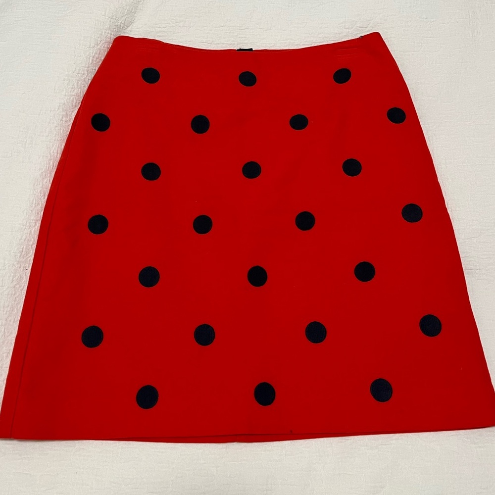 NWOT Boden Red and Navy polka dot skirt
